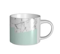 Tazze da caffè, colazione, tazza da latte d'avena, tazza da tè, tazza in ceramica, grande, vero marmo bianco, mezza menta pastello verde,Bianco,Taglia unica