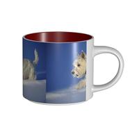 Tazze da caffè, colazione, tazza da latte d'avena, tazza da tè, tazza in ceramica, grande, Westie Winter, cani West Highland White Terrier,Rosso,Taglia unica