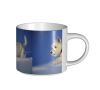 Tazze da caffè, colazione, tazza da latte d'avena, tazza da tè, tazza in ceramica, grande, Westie Winter, cani West Highland White Terrier,Bianco,Taglia unica