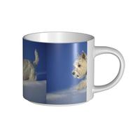 Tazze da caffè, colazione, tazza da latte d'avena, tazza da tè, tazza in ceramica, grande, Westie Winter, cani West Highland White Terrier,Bianco,Taglia unica