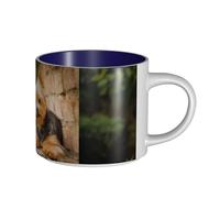 Tazze da caffè, colazione, tazza da latte d'avena, tazza da tè, tazza in ceramica, grande, Yorkshire Terrier, motivo bokeh con simpatici cani da parete,Blu navy,Taglia unica