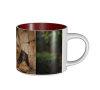 Tazze da caffè, colazione, tazza da latte d'avena, tazza da tè, tazza in ceramica, grande, Yorkshire Terrier, motivo bokeh con simpatici cani da parete,Rosso,Taglia unica
