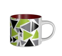 Tazze da caffè, colazione, tazza da latte d'avena, tazza da tè, tazza in ceramica, grandi, triangoli casuali, verde lime, grigio, nero su bianco,Rosso,Taglia unica