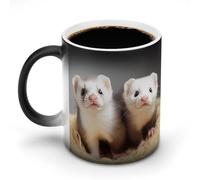 Tazze da caffè con furetti, divertente tazza che cambia colore, tazza unica con scolorimento, tazza sensibile al calore, stampa alla moda, tazza da tè in ceramica, regalo per compleanno, uomini e