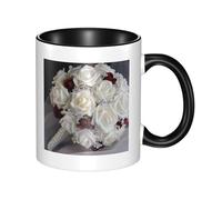 Tazze da caffè con manico, fiori di rosa di seta bianca per matrimonio, grandi tazze in porcellana da 11 once per bevande calde de, tazze da tè in ceramica per uomini e donne, divertenti tazze da ca