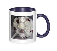 Tazze da caffè con manico, fiori di rosa di seta bianca per matrimonio, grandi tazze in porcellana da 11 once per bevande calde de, tazze da tè in ceramica per uomini e donne, divertenti tazze da ca