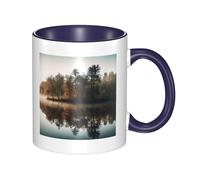 Tazze da caffè con manico, motivo: alberi riflessi su un lago, grandi tazze in porcellana da 11 once per bevande calde de, tazze da tè in ceramica per uomini e donne, divertenti tazze da caffè, rega