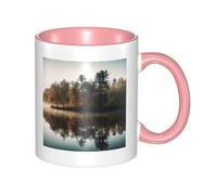 Tazze da caffè con manico, motivo: alberi riflessi su un lago, grandi tazze in porcellana da 11 once per bevande calde de, tazze da tè in ceramica per uomini e donne, divertenti tazze da caffè, rega