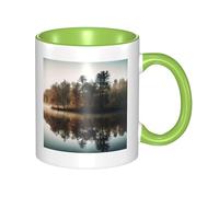 Tazze da caffè con manico, motivo: alberi riflessi su un lago, grandi tazze in porcellana da 11 once per bevande calde de, tazze da tè in ceramica per uomini e donne, divertenti tazze da caffè, rega