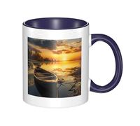 Tazze da caffè con manico, motivo: tramonto sul fiume, in legno, per barche, da 11 once, in porcellana, per bevande calde de, tazze da tè in ceramica per uomini e donne, divertenti tazze da caffè, r