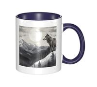 Tazze da caffè con manico Snow Mountain Lone Wolf, 11 once, grandi tazze in porcellana per bevande calde de, tazze da tè in ceramica per uomini e donne, divertenti tazze da caffè, regalo di inaugura