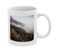 Tazze da caffè con paesaggio di alberi e montagne circondate dalla nebbia per donna, tazze in ceramica con manico grande, tazza da tè personalizzata per uomo, tazza rotonda classica per casa, ufficio