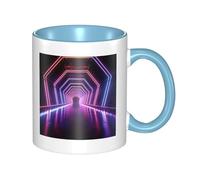Tazze da caffè con tunnel di luci al neon con manico, 11 once, grandi tazze in porcellana per bevande calde de, tazze da tè in ceramica per uomini e donne, divertenti tazze da caffè, regalo di inaug