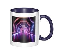 Tazze da caffè con tunnel di luci al neon con manico, 11 once, grandi tazze in porcellana per bevande calde de, tazze da tè in ceramica per uomini e donne, divertenti tazze da caffè, regalo di inaug
