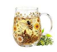 Tazze da caffè decorative vintage colibrì Wildflower Drinkware | Bicchieri di vetro dipinti con disegni per caffè freddo, succo, acqua, vino, bevande, festa della mamma, compleanno