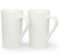 Tazze da caffè grandi da 20 once / 600 ml, tazza in ceramica alta Smilatte M007 con manico per papà, set di 2, bianco