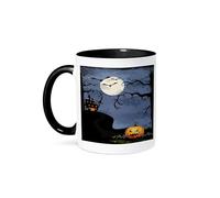 Tazze Da Caffè Halloween Haunted House With Moon, Tree, And Pumpking 330Ml Tazza In Ceramica In Porcellana Mug Per Latte Ragazze Donna