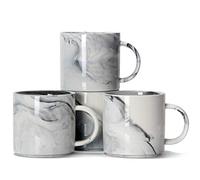 Tazze da caffè impilabili da 12 once / 320 ml, Smilatte M101 Tazza in ceramica in marmo novità per amante delle ragazze, set di 4, grigio