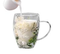 Tazze da caffè in a doppia parete | 350 ml di di fiori secchi con manico | Tazze da caffè anti-scalding per mantenere le tue bevande calde più a lungo e il suo design solido lo rende