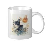 Tazze da caffè in ceramica bianca con gatto divertente da 11 once, design vivace e unico, tazze da caffè in ceramica per donne e uomini, colori vivaci, ideali come regalo per il tuo migliore amico, pe