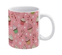 Tazze Da Caffè In Ceramica Christmas Candy Cane And Cake Snowflake Pink Colorata Tazze Da Caffè Divertente Tazza Da Tè Per Thè Anniversario Latte