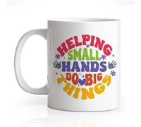 Tazze Da Caffè In Ceramica Helping Small Hands Do Big Things Colorata Tazze Da Tè In Ceramica Durevole Tazza Colazione Porcellana Per Anniversario Caffe Latte