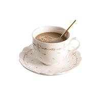 Tazze da caffè in ceramica, Tazza da caffè 250 ml tè con fiori e piattino Set di tazze in ceramica Coppia latte for colazione Piatto dessert Calore