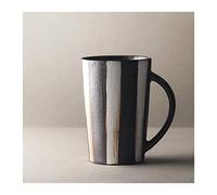 Tazze da caffè in ceramica, Tazza da caffè in ceramica con manico grande e capacità elevata for, tè, cacao bevande calde, tazza retrò a righe bianche marroni, un colore - 17,4 oz(17.4 oz)