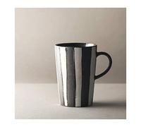 Tazze da caffè in ceramica, Tazza da caffè in ceramica con manico grande e capacità elevata for, tè, cacao bevande calde, tazza retrò a righe bianche marroni, un colore - 17,4 oz(12.5 oz)