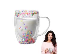 Tazze da caffè in con doppio isolamento, Tazze da caffè in a doppia parete,Tazza da in isolante trasparente da 350 ml - Tazza in leggera e di grande capacità per bevande calde e fredde, bicchier