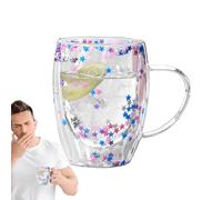 Tazze da caffè in con doppio isolamento, Tazze da caffè in a doppia parete | Tazza da in isolante trasparente da 350 ml,Tazza in leggera e di grande capacità per bevande calde e fredde, bicchier