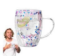 Tazze da caffè in con doppio isolamento, Tazze da caffè in a doppia parete | Tazza da in isolante trasparente da 350 ml,Tazza in leggera e di grande capacità per bevande calde e fredde, bicchier