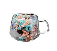 Tazze da caffè in - da caffè a doppia parete | Tazze Glâss per bevande calde con manici | Double Glâss Cups 200 ml da parete rotondo | Tazze di fusione floreale per cappuccino, tè