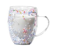 Tazze da caffè in doppio, Tazze da caffè a doppia parete - Boccale da birra estetico trasparente da 350 ml con manico,Tazza in leggera e di grande capacità per bevande calde e fredde, bicchieri da do