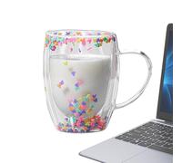 Tazze da caffè in doppio , Tazze da caffè a doppia parete - Tazza da in isolante trasparente da 350 ml,Tazza in leggera e di grande capacità per bevande calde e fredde, bicchieri da donna e raga