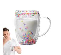 Tazze da caffè in doppio, Tazze da caffè a doppia parete | Tazza da in isolante trasparente estetico da 350 ml,Tazza in leggera e di grande capacità per bevande calde e fredde, bicchieri da don