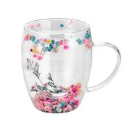 Tazze Da Caffè In Fiori,Tazza Di Tè In Fiori,Tazza di tè trasparente con manico | Tazza di bevanda di fiori, tazze di cappuccino per caffè, tè, succo, caffè con latte, latte