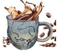 Tazze da caffè in vetro trasparente da 300 ml, con design a onda, con manico, tazze trasparenti per bevande calde, tazza in vetro con comoda impugnatura sicura, perfetta per casa, ufficio, adulti