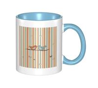 Tazze da caffè Love Birdie Stripe con manico, 11 once, grandi tazze in porcellana per bevande calde de, tazze da tè in ceramica per uomini e donne, divertenti tazze da caffè, regalo di inaugurazione
