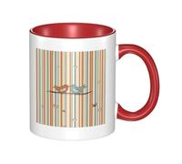 Tazze da caffè Love Birdie Stripe con manico, 11 once, grandi tazze in porcellana per bevande calde de, tazze da tè in ceramica per uomini e donne, divertenti tazze da caffè, regalo di inaugurazione