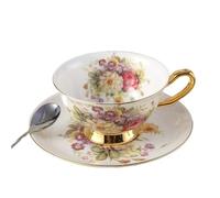 Tazze da Caffè, Mug Pastoral Floral Bone Tè Tazza del Piano Cucchiaio Set 200ml Caffè Caffè Coppa di Caffè in ceramica Elegante Elegante Porcellana Avanzato Teacup Dropshipping Regalo per Donne, Uomin