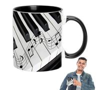 Tazze Da Caffè Musicale - Tazza Di Strumenti In Ceramica, Stampa Di Chitarra Pianoforte | Illustrazione Del Tema Musica, Accento Di Note Manica, Tazza Da Scrivania Artistico Con Tè Servendo Un Attra