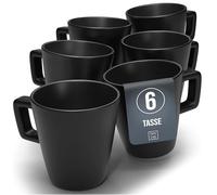 Tazze da Caffè Nere - Set Tazze Moderne per 6 Persone - Servizio Tazze 6 Pezzi Manhattan - Tazze Terraglia Nero Opaco - Lavabile in Lavastoviglie e Adatto al Microonde - Pure Living