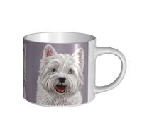 Tazze da caffè, per colazione, tazza da latte d'avena, tazza da tè, tazza in ceramica, grande, con stampa artistica raffigurante un simpatico cane West Highland Terrier.,Bianco,Taglia unica
