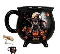 Tazze Da Caffè Per Halloween - Da Colazione In Ceramica Con Gatto | Noveltà Calderone Halloween Gotico Decorativo Per Donne Amanti Del Tè Famiglia Sorelle Amici Cucina Casa