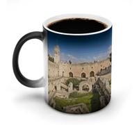 Tazze da caffè personalizzate che cambiano colore a seconda del calore e del freddo, tazze da caffè con scolorimento, tazze in ceramica premium con Israele alla Torre di Davide, tazze da tè divertent
