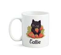 Tazze Da Caffè Stampata Tazza Da Caffe Cute Cat Sitting Among Strawberries Animal Divertenti Ceramica Mugs Per Lavoro Festa Uomo 330Ml