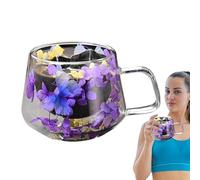 Tazze da caffè - Tazza da caffè con doppia parete | GLE - Tazze per bevande calde con manici, tazze Double GLEs da 200 ml rotonde Double Wallglas | Bicchiere da fusione floreale per cappuccino, tè