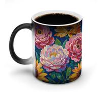 Tazze da caffè termosensibili stampate con dipinti di fiori e diamanti, tazza da caffè che cambia colore, immagine completa rivelata quando viene aggiunta la temperatura CALDA