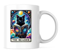 Tazze Da Caffè The Reader Cat Black Reading Tarot Card Durevole Tazze Moderne Tazza Colazione Porcellana Per Anniversario Fidanzata Caffe